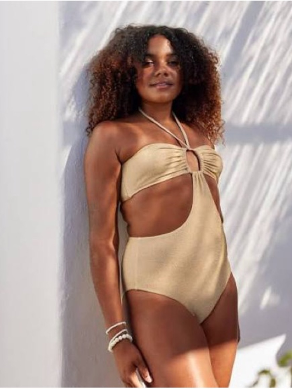 NWT aerie sparkle gold swimsuit